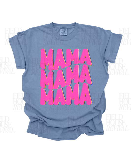 Mama (pink stacked wavy)